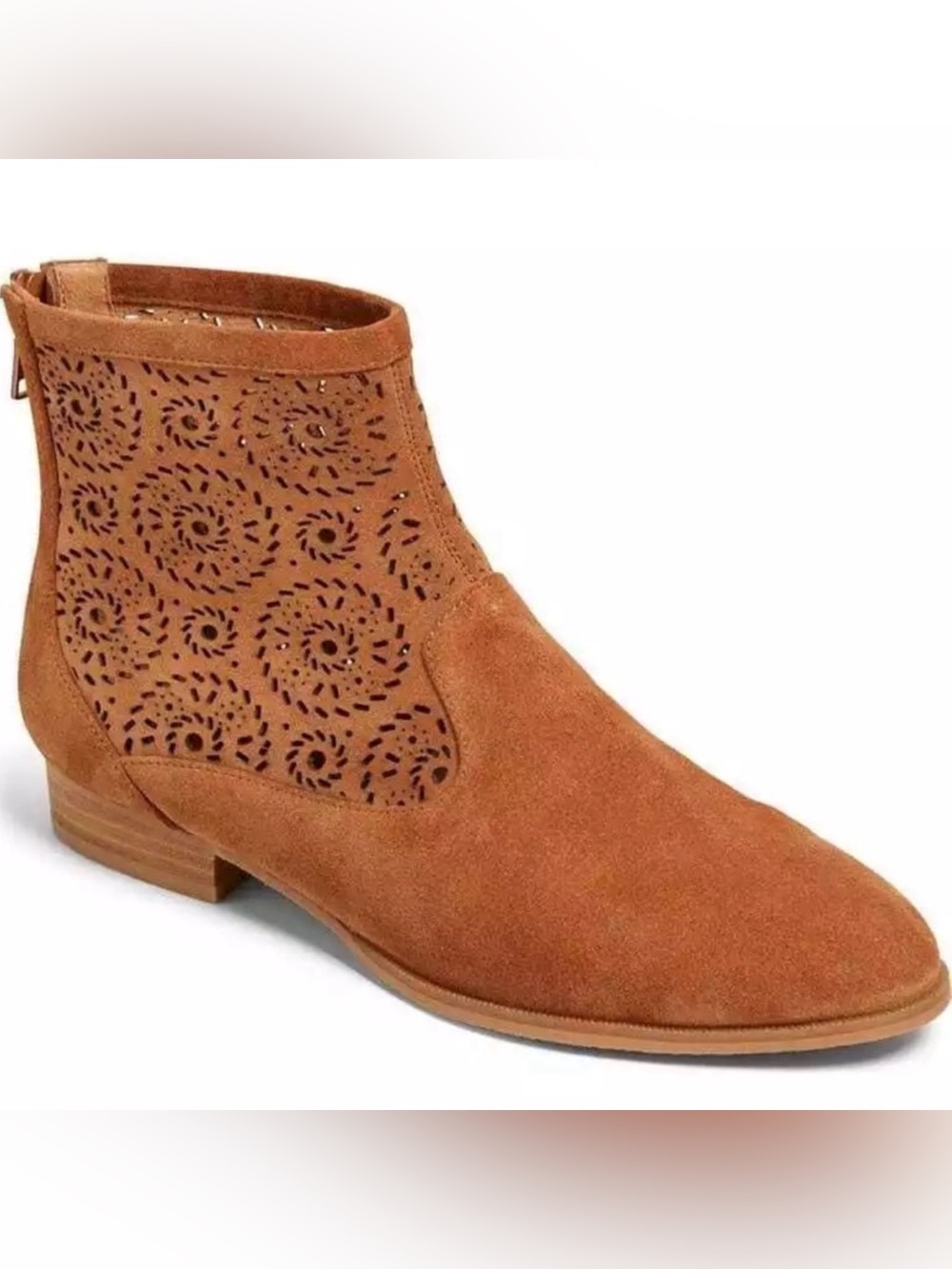 Jack Rogers Ronnie Cognac Suede Laser Cut Ankle Booties Women’s Size 6M NWT